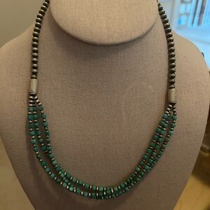 Elegant Sterling Silver and Turquoise Beaded Necklace